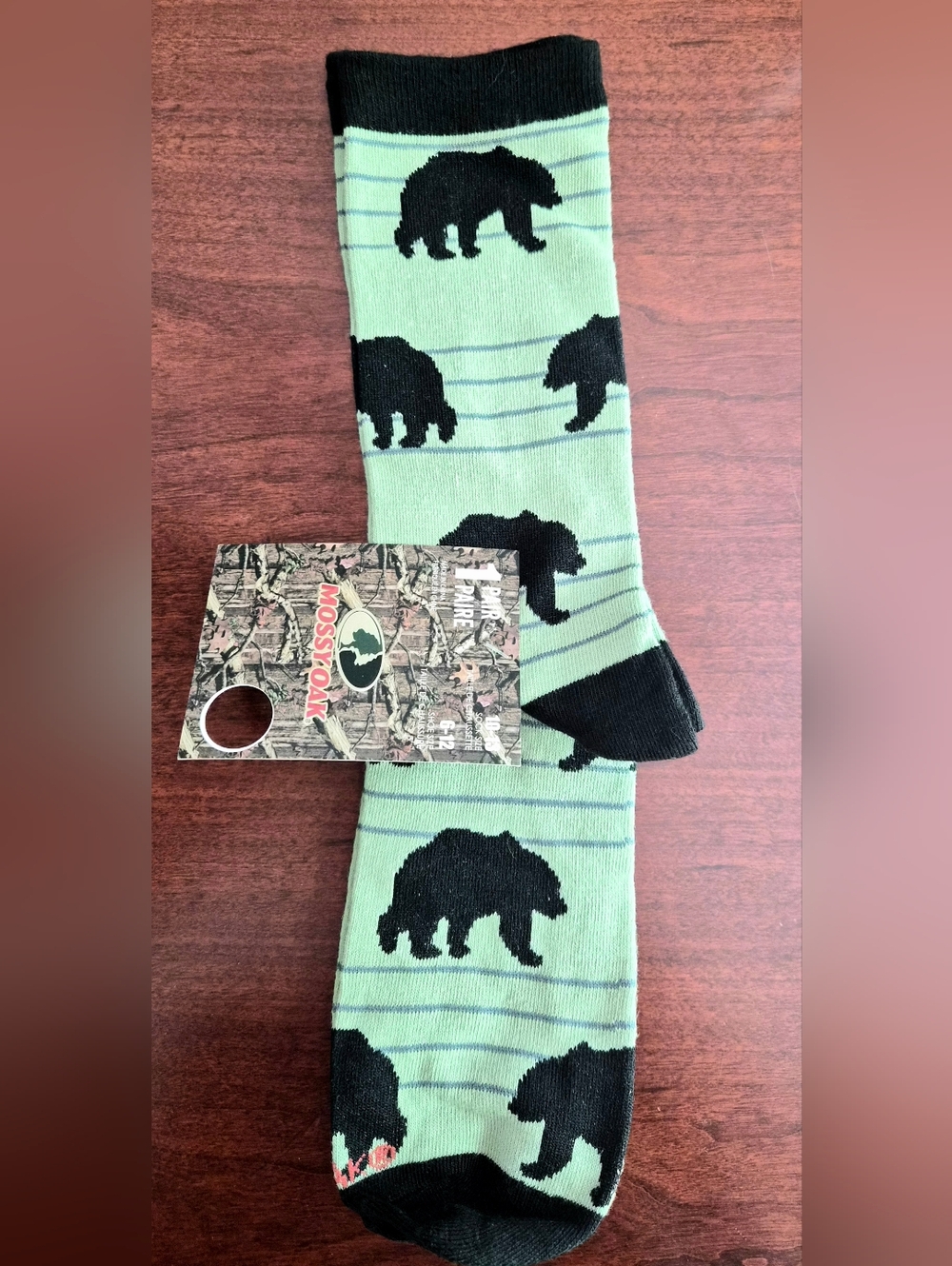 Mossy Oak Women's Mint Green Bear Pattern Socks